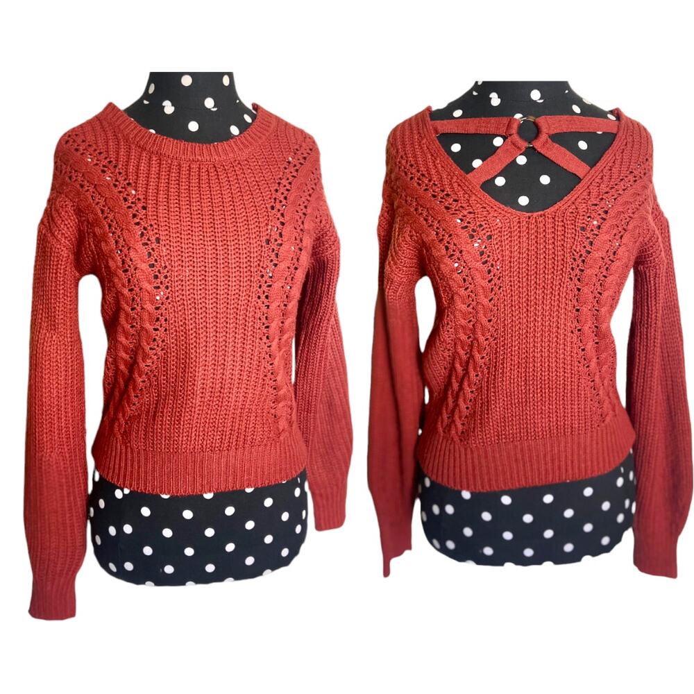 No Boundaries NoBo Juniors Womens Sweater Size XS 1 Rust Reversible Criss Cross